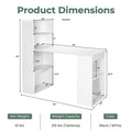 48" Computer Desk with 6-Tier Storage Shelves, 3-in-1 Reversible Writing Desk w/ Bookshelf & CPU Stand, Space-Saving Home Office Workstation