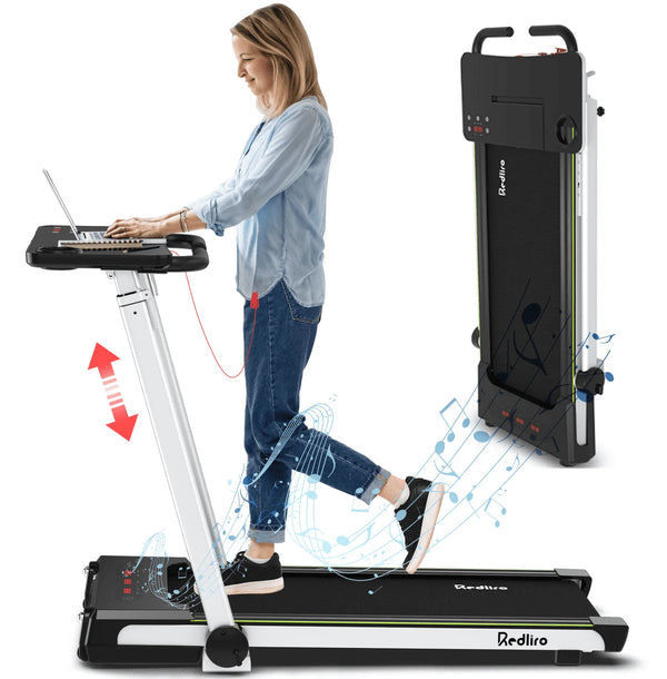 Redliro Folding Treadmills with Desk Adjustable Height 265 lb 2.25HP Walking Machine for Home Office