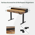FEZIBO Electric Standing Desk with 3 Drawers & Monitor Shelves, 48 x 26 in Sit Stand Home Office Desk, Rustic Brown