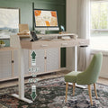 FEZIBO Electric Standing Desk with 3 Drawers & Monitor Shelves, 48 x 26 in Sit Stand Home Office Desk, Rustic Brown