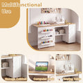 62.5" Folding Sewing Table Rolling Craft Station with Storage Cabinet & Shelves, Foldable Sewing Machine Desk w/ Lockable Wheels for Home