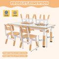 Kids Table and 4 Chairs Set, Height Adjustable Toddler Art Activity Desk with 4 Seats & Graffiti Desktop for Home, Daycare & Playroom