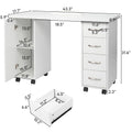 Sesslife White Computer Desk, Writing Desk with Lockable Wheels???modern Wood Study Desk with 4 Drawers for Home Office Workstation