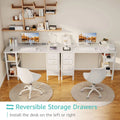 Lufeiya White Desk with Drawers & Storage Shelves, 47 in Study Work Writing Desk for Home Office Bedroom, Simple Modern Cute PC Computer Desks Table, White