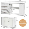 62.5" Folding Sewing Table Rolling Craft Station with Storage Cabinet & Shelves, Foldable Sewing Machine Desk w/ Lockable Wheels for Home