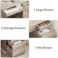 Dreamcurship White Desk with Drawers, Modern Computer Desk with File Drawers, Home Office Study Writing Desk with Storage, White