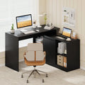 Tangkula L-Shaped 48" Reversible Corner Writing Desk with 2-Way Cabinet & 4 Storage Compartments