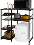Microwave Stand 4-Tiers Kitchen Storage Fit Mini Fridge Baker¡¯s Rack Shelving Utility Coffee Bar with Big Drawer Wine Rack Metal Frame Industrial Workstation Organizer Kitchen Decor