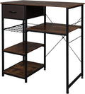 Microwave Stand 4-Tiers Kitchen Storage Fit Mini Fridge Baker¡¯s Rack Shelving Utility Coffee Bar with Big Drawer Wine Rack Metal Frame Industrial Workstation Organizer Kitchen Decor