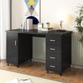 Sesslife White Computer Desk, Writing Desk with Lockable Wheels???modern Wood Study Desk with 4 Drawers for Home Office Workstation