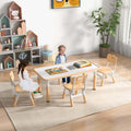 Kids Table and 4 Chairs Set, Height Adjustable Toddler Art Activity Desk with 4 Seats & Graffiti Desktop for Home, Daycare & Playroom