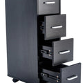 Sesslife White Computer Desk, Writing Desk with Lockable Wheels???modern Wood Study Desk with 4 Drawers for Home Office Workstation