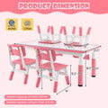 Kids Table and 4 Chairs Set, Height Adjustable Toddler Art Activity Desk with 4 Seats & Graffiti Desktop for Home, Daycare & Playroom