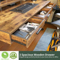 FEZIBO Electric Standing Desk with 3 Drawers & Monitor Shelves, 48 x 26 in Sit Stand Home Office Desk, Rustic Brown