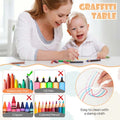 Kids Table and 4 Chairs Set, Height Adjustable Toddler Art Activity Desk with 4 Seats & Graffiti Desktop for Home, Daycare & Playroom