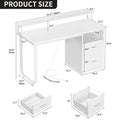 Dextrus 47 in Computer Desk with Storage Drawers & LED Light, Office Desk with Monitor Stand & Power Outlets, Work Study PC Desk for Small Spaces, Home Office, Oak