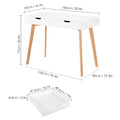 Homfa White Desk with Drawers, Study Work Desk Table for Home Office Writing