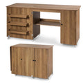62.5" Folding Sewing Table Rolling Craft Station with Storage Cabinet & Shelves, Foldable Sewing Machine Desk w/ Lockable Wheels for Home