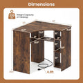 Tangkula 90-Degree Triangle Corner Desk with Charging Station & Open Storage Shelves
