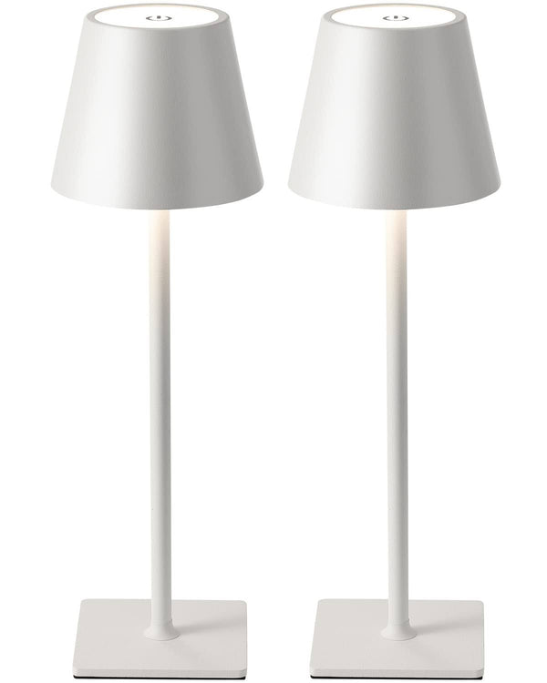 KDG 2 Pack Cordless Table Lamp, Portable LED Desk Lamp, 5000mAh Battery Operated, 3 Color Stepless Dimming Up, for Restaurant/Be