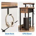 40 in Computer Desk with Power Outlets & LED Lights, Home Office Desk with 3 Drawers & Adjustable Monitor Shelf, , Writing Desk with Storage Bag, Vintage