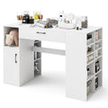 53" Counter Height Sewing Craft Table with 14 Storage Cubes, Large Drawer, Cabinet & Adjustable Shelf, 36" Artwork Workstation Drafting Writing Desk