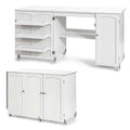 62.5" Folding Sewing Table Rolling Craft Station with Storage Cabinet & Shelves, Foldable Sewing Machine Desk w/ Lockable Wheels for Home