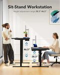UANUO 48 x 24 in Electric Standing Desk, Height Adjustable Table with Headphone Hooks & Cable Manager, Sit to Stand up Desk for Home Office, Vintage Brown