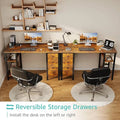 Lufeiya White Desk with Drawers & Storage Shelves, 47 in Study Work Writing Desk for Home Office Bedroom, Simple Modern Cute PC Computer Desks Table, White