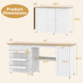 62.5" Folding Sewing Table Rolling Craft Station with Storage Cabinet & Shelves, Foldable Sewing Machine Desk w/ Lockable Wheels for Home