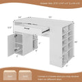 53" Counter Height Sewing Craft Table with 14 Storage Cubes, Large Drawer, Cabinet & Adjustable Shelf, 36" Artwork Workstation Drafting Writing Desk
