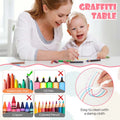 Kids Table and 4 Chairs Set, Height Adjustable Toddler Art Activity Desk with 4 Seats & Graffiti Desktop for Home, Daycare & Playroom