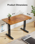 UANUO 48 x 24 in Electric Standing Desk, Height Adjustable Table with Headphone Hooks & Cable Manager, Sit to Stand up Desk for Home Office, Vintage Brown