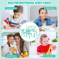 Kids Table and 4 Chairs Set, Height Adjustable Toddler Art Activity Desk with 4 Seats & Graffiti Desktop for Home, Daycare & Playroom