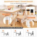 Kids Table and 4 Chairs Set, Height Adjustable Toddler Art Activity Desk with 4 Seats & Graffiti Desktop for Home, Daycare & Playroom