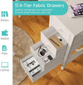 Lufeiya White Desk with Drawers & Storage Shelves, 47 in Study Work Writing Desk for Home Office Bedroom, Simple Modern Cute PC Computer Desks Table, White