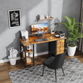 Lufeiya White Desk with Drawers & Storage Shelves, 47 in Study Work Writing Desk for Home Office Bedroom, Simple Modern Cute PC Computer Desks Table, White