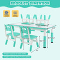 Kids Table and 4 Chairs Set, Height Adjustable Toddler Art Activity Desk with 4 Seats & Graffiti Desktop for Home, Daycare & Playroom