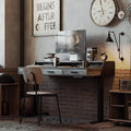 FEZIBO Electric Standing Desk with 3 Drawers & Monitor Shelves, 48 x 26 in Sit Stand Home Office Desk, Rustic Brown