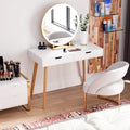 Homfa White Desk with Drawers, Study Work Desk Table for Home Office Writing