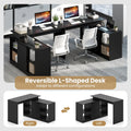 Tangkula L-Shaped 48" Reversible Corner Writing Desk with 2-Way Cabinet & 4 Storage Compartments