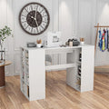 53" Counter Height Sewing Craft Table with 14 Storage Cubes, Large Drawer, Cabinet & Adjustable Shelf, 36" Artwork Workstation Drafting Writing Desk