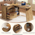 55 - Inch L Shaped Computer Desk with 3 Drawers, Corner Home Office Desk with Storage Shelves